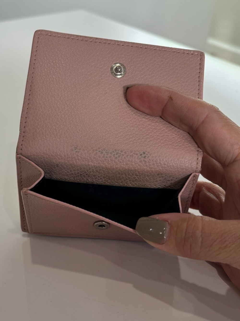 Saint Laurent YSL Blush Pink Leather Small Wallet Snap Closure Compact Mini Coin - Picture 6 of 11